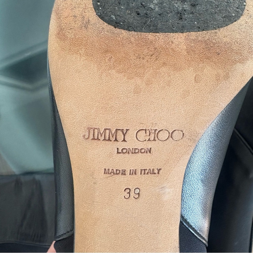 JIMMY CHOO Romy Black Leather Knee-High Boots Size 39 - Picture 3 of 7